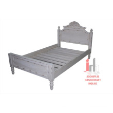 White Distressed Bed